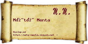 Máté Menta névjegykártya